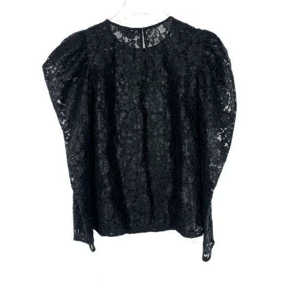 NWT Express Lace Puff Sleeve Top Black Size Small S NEW $88 - Picture 11 of 16